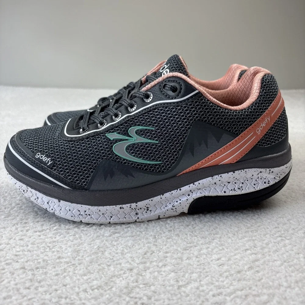 G-DEFY Womens 'Mighty Walk' Shoes Size 9 Gray/Pink Sneakers Comfort Athletic